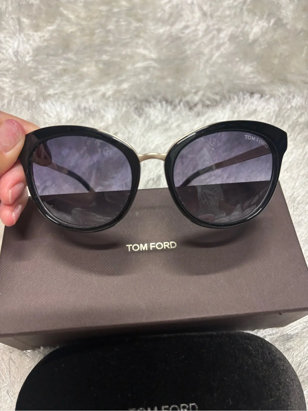 Tom Ford Women's Black & Gold Round Sunglasses